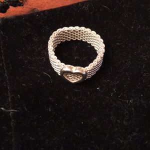 Tiffany & Co Sterling Silver Mesh Heart Ring